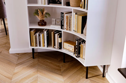 HORN Corner Bookcase 100CM with Black Legs White