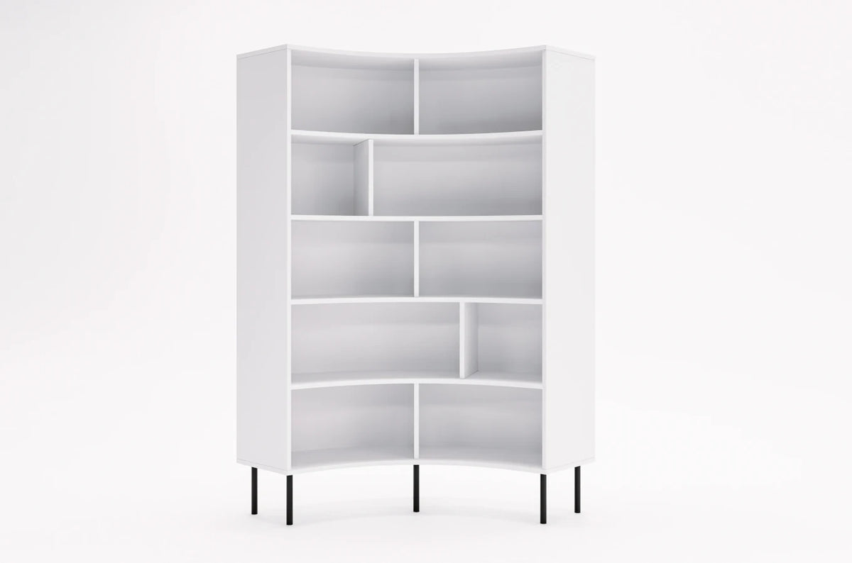HORN Corner Bookcase 100CM with Black Legs White