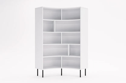 HORN Corner Bookcase 100CM with Black Legs White