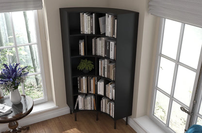 HORN Corner Bookcase 80CM with Black Legs