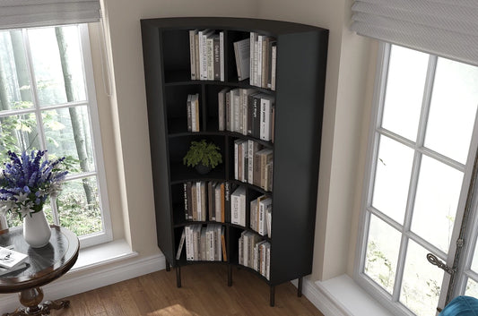 HORN Corner Bookcase 80CM with Black Legs