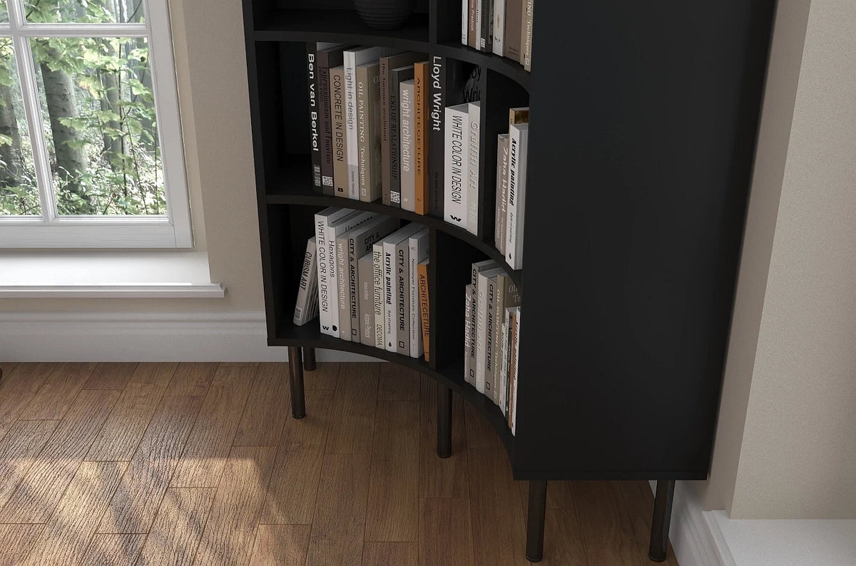 HORN Corner Bookcase 80CM with Black Legs