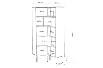 HORN Corner Bookcase 80CM with Black Legs