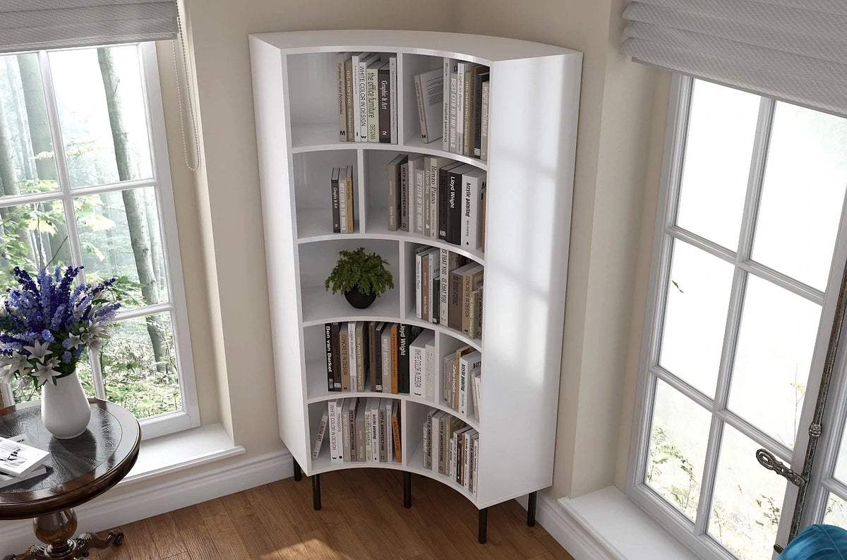 HORN Corner Bookcase 80CM with Black Legs