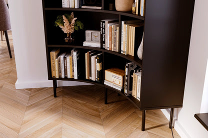 HORN Corner Bookcase 100CM with Black Legs Black