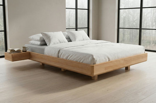 LENA FLAT Beech Floating Bed without Headboard