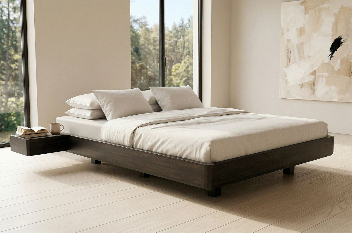 LENA FLAT Beech Floating Bed without Headboard