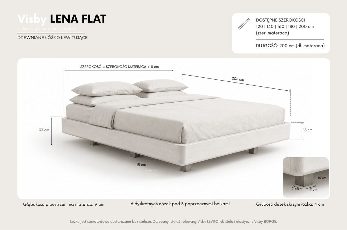 LENA FLAT Beech Floating Bed without Headboard