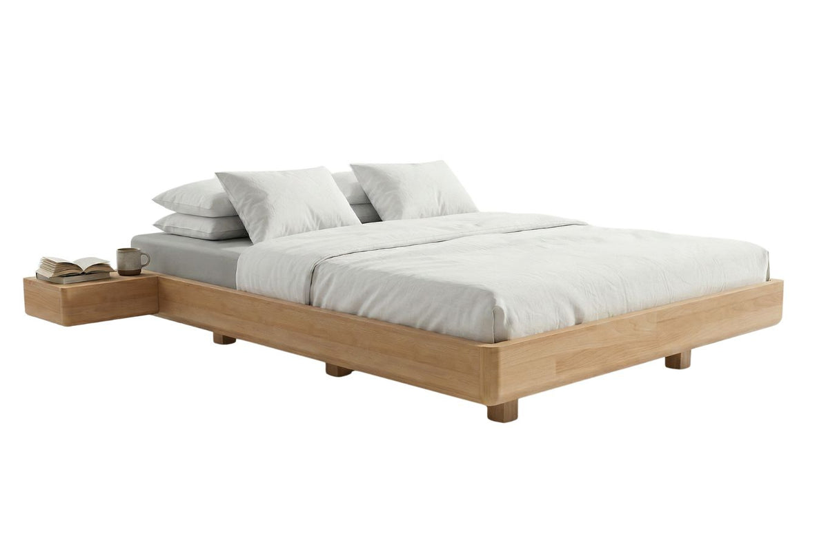 LENA FLAT Beech Floating Bed without Headboard