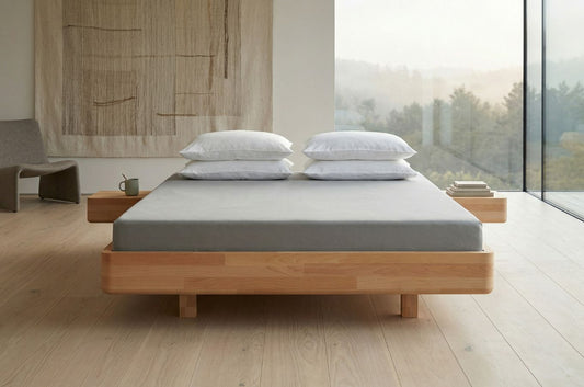 LENA FLAT Beech Floating Bed without Headboard