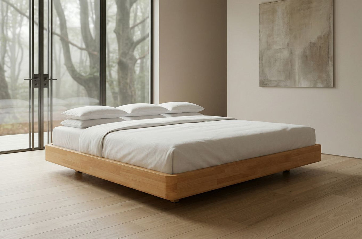 LENA FLAT Beech Floating Bed without Headboard