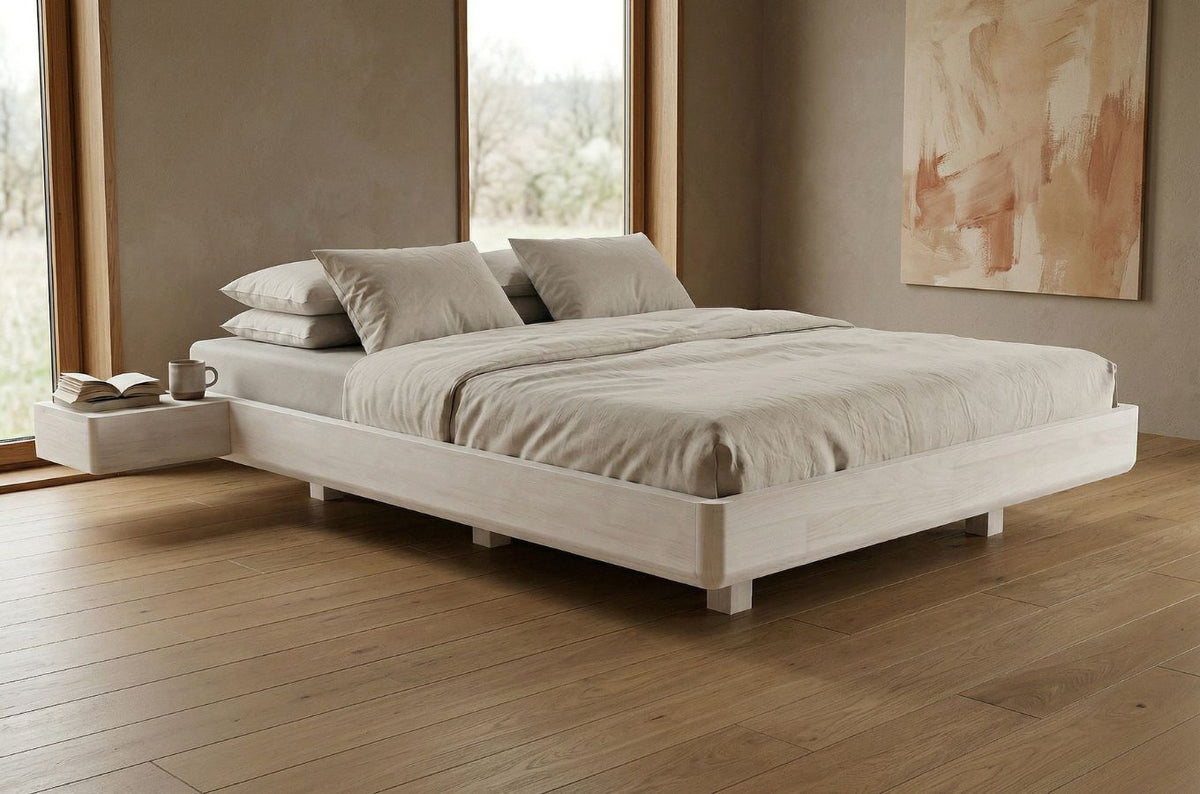LENA FLAT Beech Floating Bed without Headboard