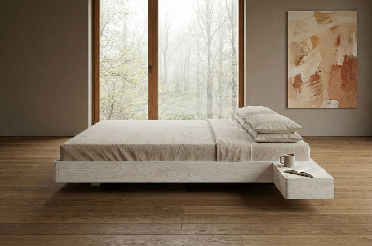 LENA FLAT Beech Floating Bed without Headboard
