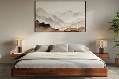 LENA FLAT Beech Floating Bed without Headboard