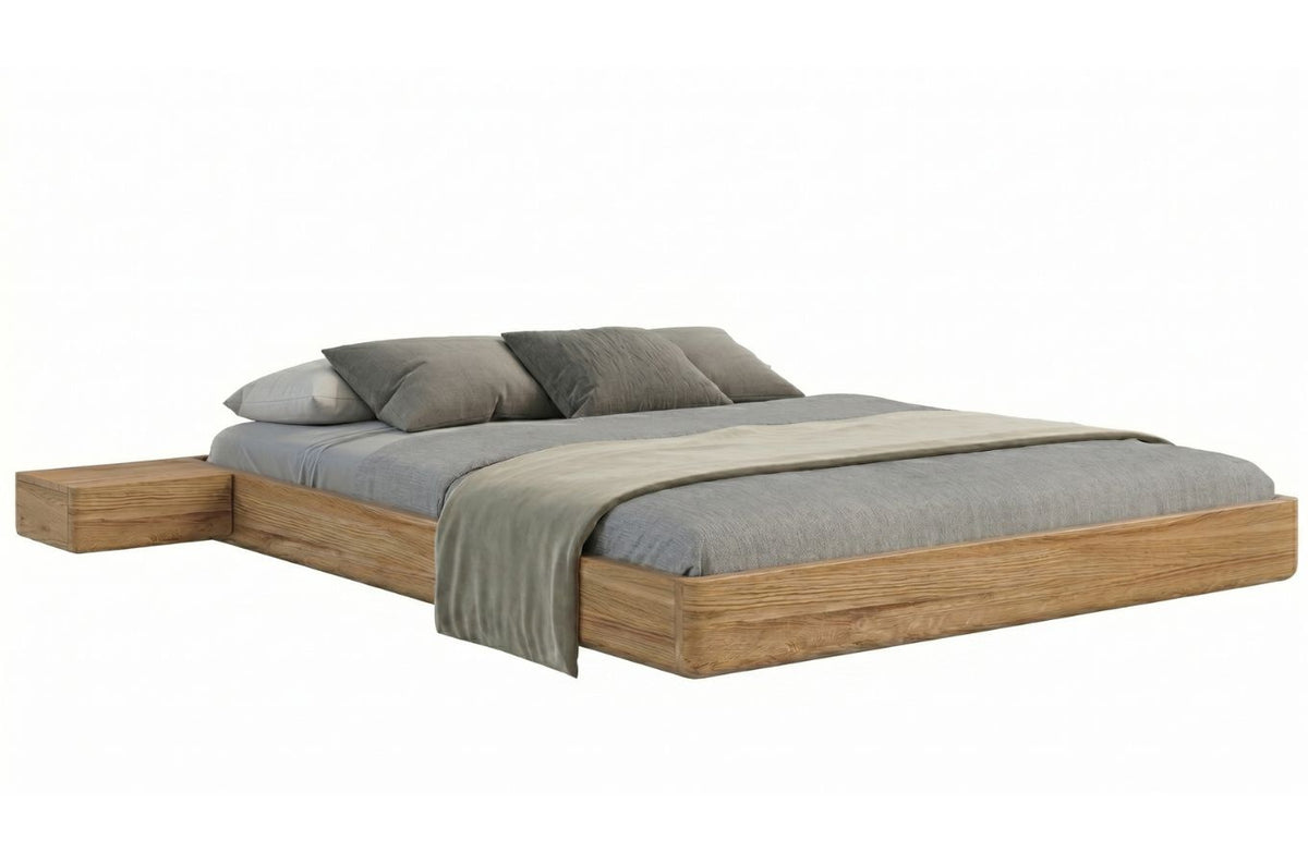 LENA FLAT Oak Floating Bed without Headboard