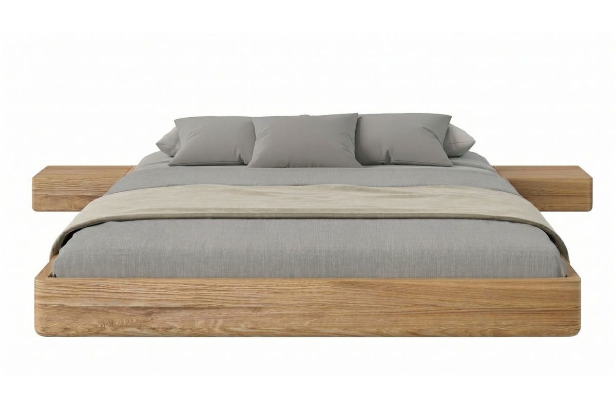 LENA FLAT Oak Floating Bed without Headboard