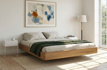 LENA FLAT Oak Floating Bed without Headboard