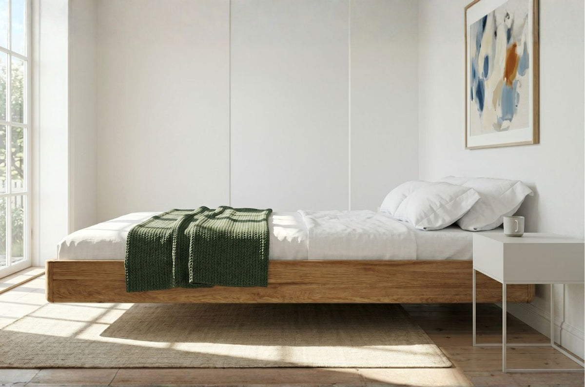 LENA FLAT Oak Floating Bed without Headboard