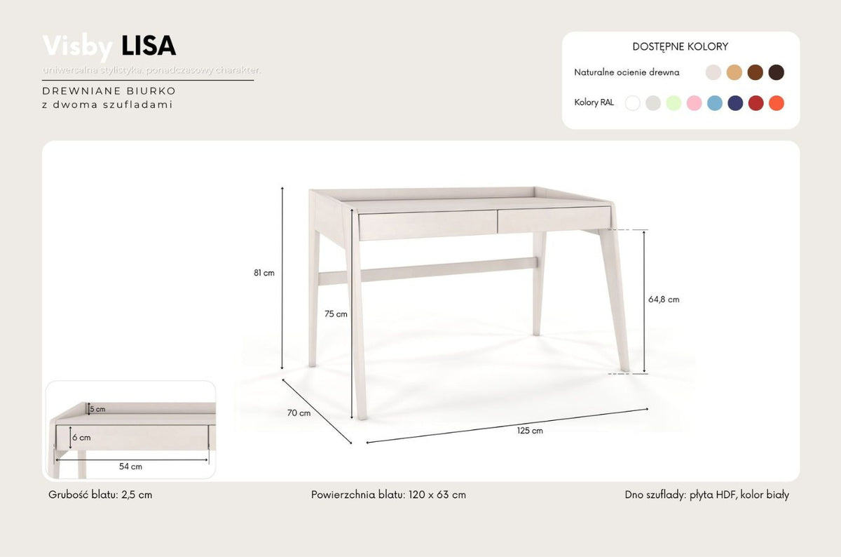 LISA Beech Desk / Dressing Table 125CM