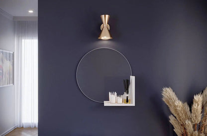 LUCIJA Round Mirror 60CM with Shelf White