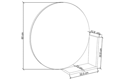 LUCIJA Round Mirror 60CM with Shelf Black