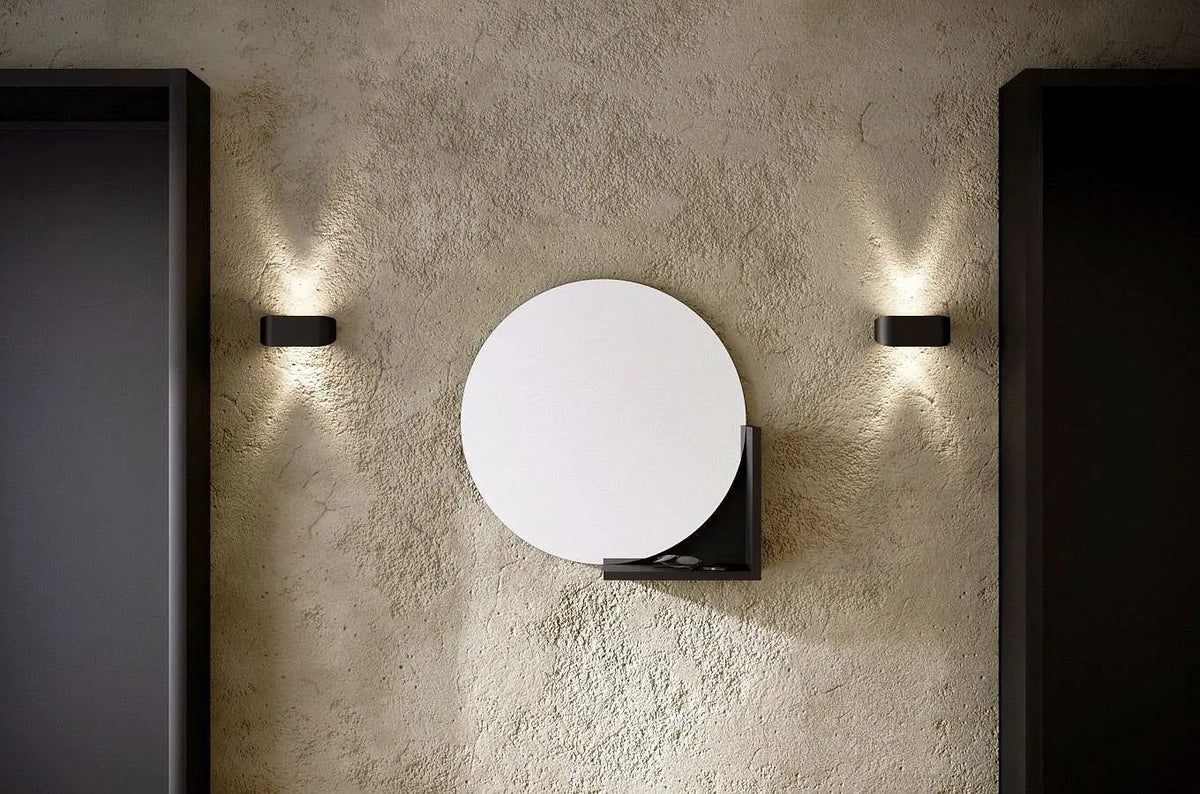 LUCIJA Round Mirror 60CM with Shelf Black