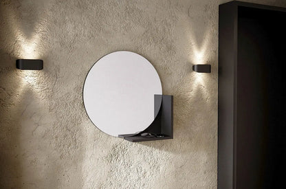 LUCIJA Round Mirror 60CM with Shelf Black