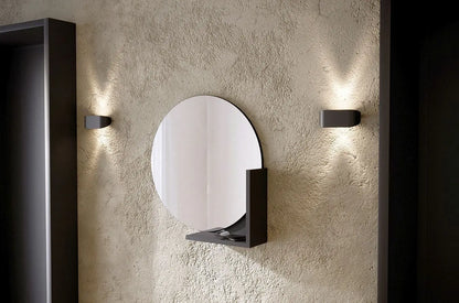 LUCIJA Round Mirror 60CM with Shelf Black