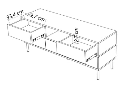 MARIKA White Gloss TV Unit 138CM with Gold Details
