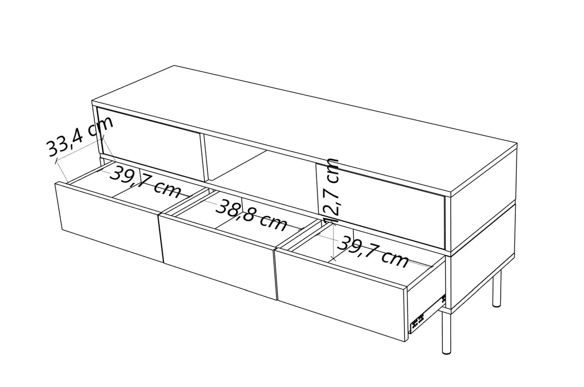 MARIKA White Gloss TV Unit 138CM with Gold Details