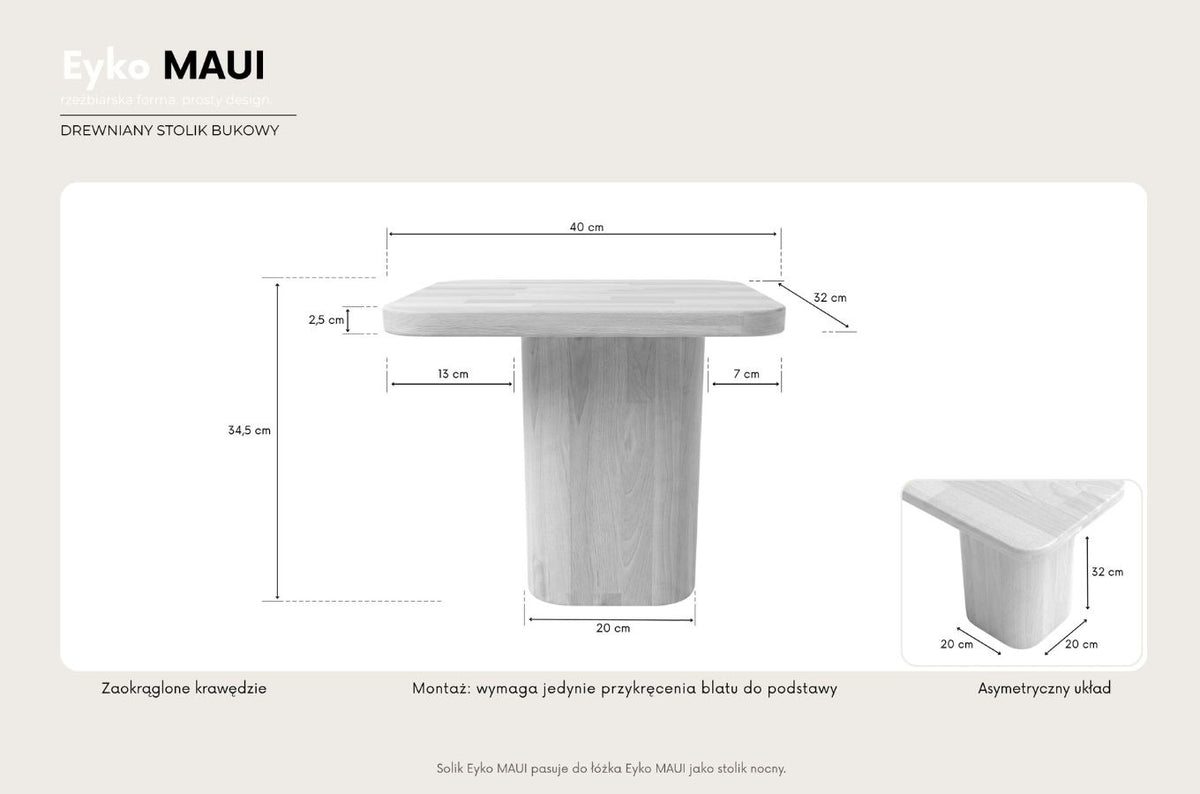 MAUI Beech Bedside Table