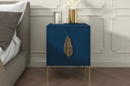 MERLIN Bedside Table with Golden Accessories Navy Blue