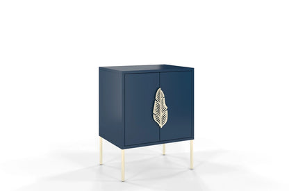 MERLIN Bedside Table with Golden Accessories Navy Blue