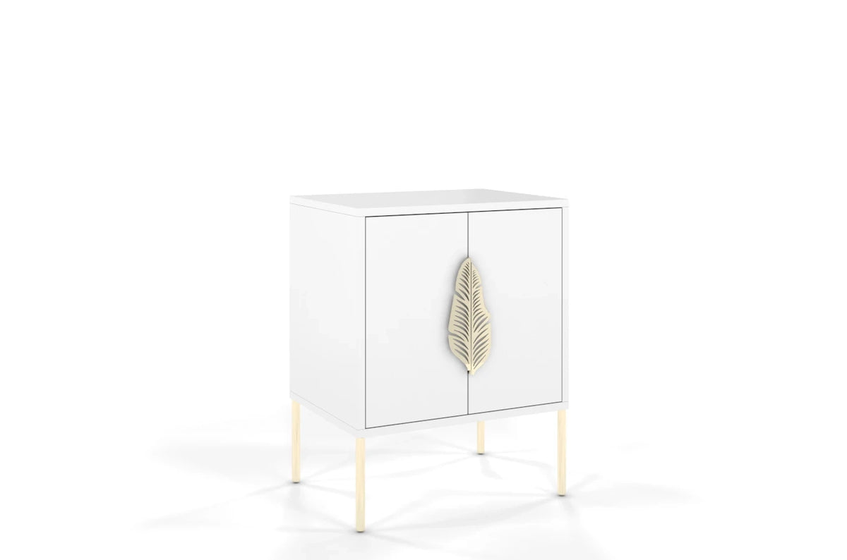 MERLIN Bedside Table with Golden Accessories White