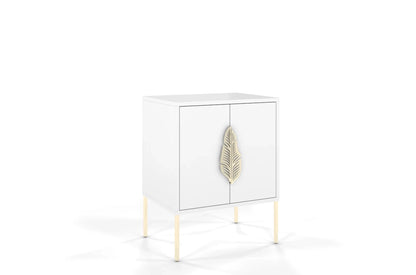 MERLIN Bedside Table with Golden Accessories White