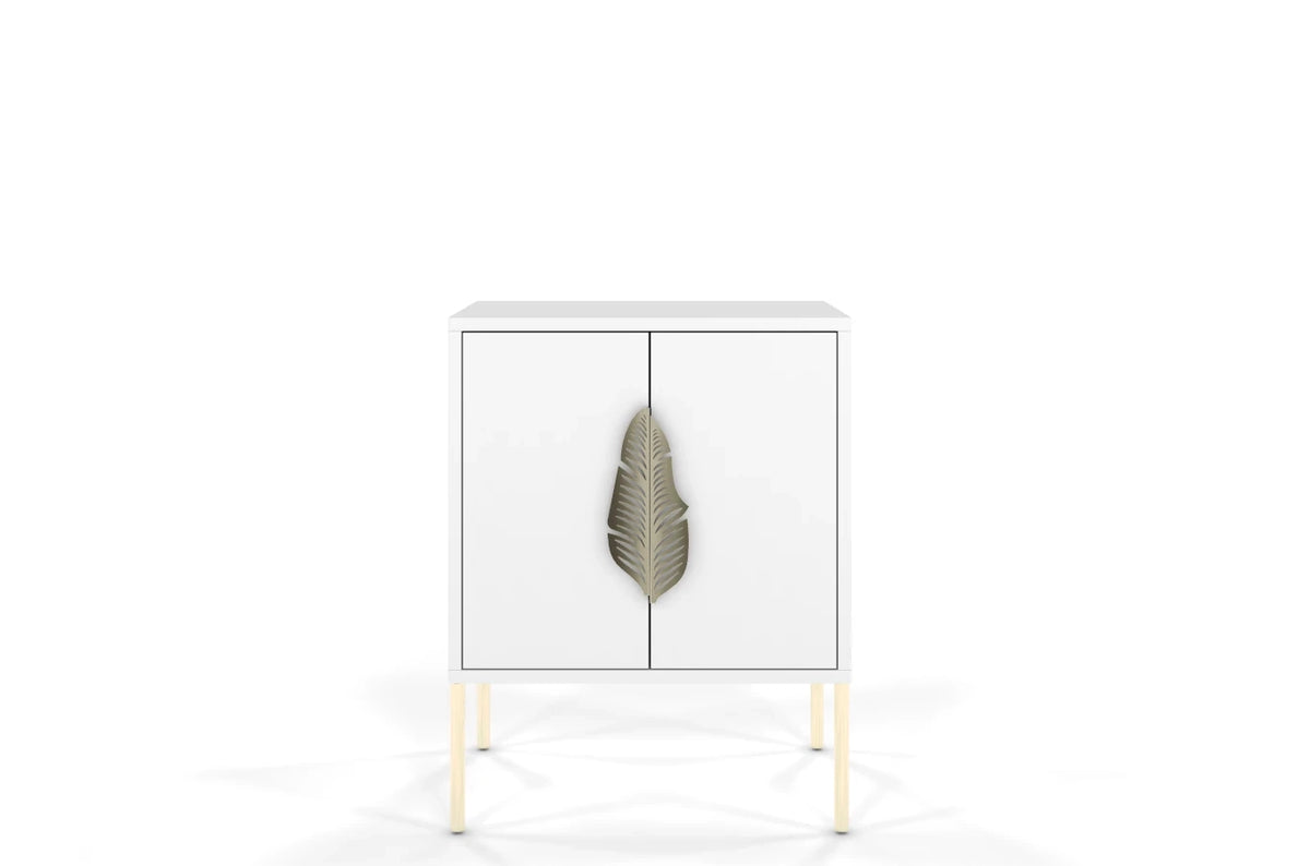 MERLIN Bedside Table with Golden Accessories White