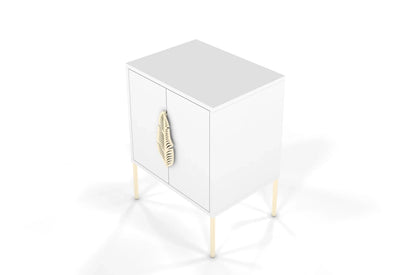 MERLIN Bedside Table with Golden Accessories White