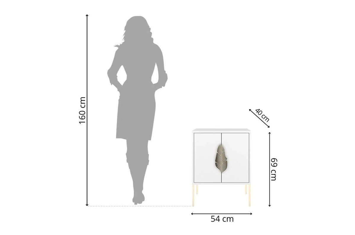 MERLIN Bedside Table with Golden Accessories White