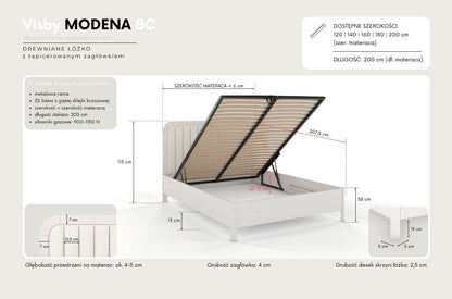 MODENA BC Beech Bed with Lift-Up Storage
