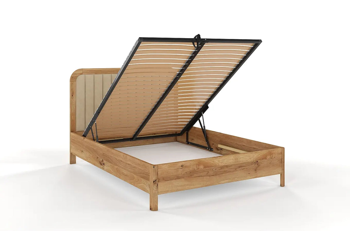 MODENA BC Oak Bed with Lift-Up Storage