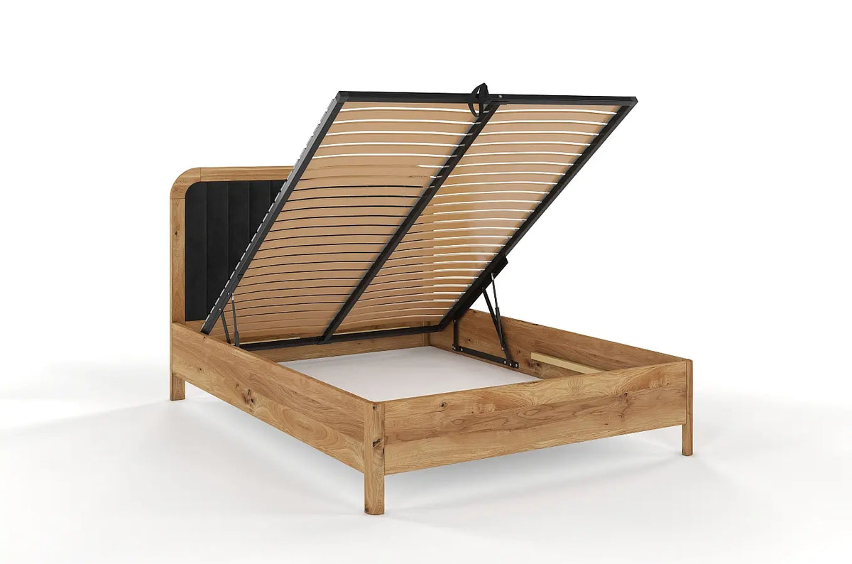 MODENA BC Oak Bed with Lift-Up Storage