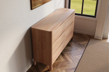 MODENA LOW Beech Chest of Drawers 150CM