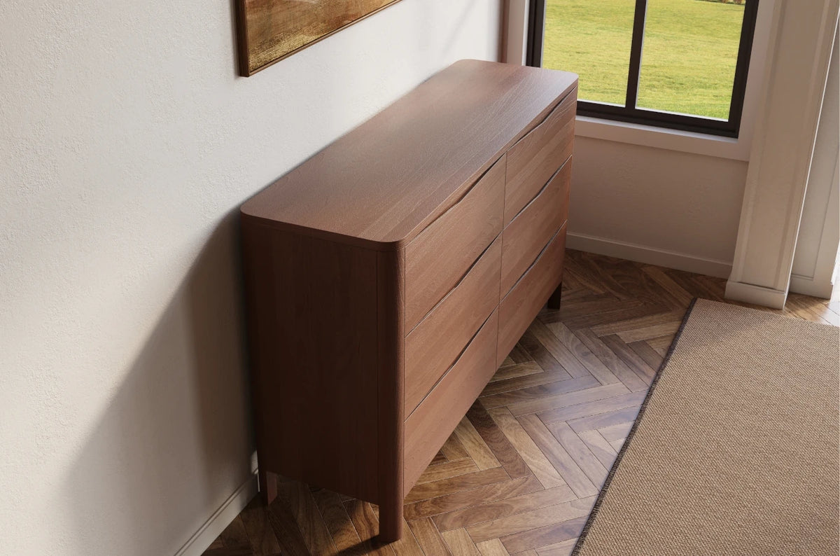 MODENA LOW Beech Chest of Drawers 150CM