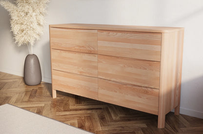 MODENA LOW Beech Chest of Drawers 150CM