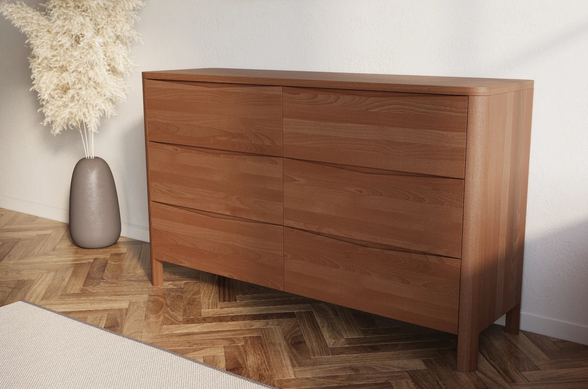 MODENA LOW Beech Chest of Drawers 150CM