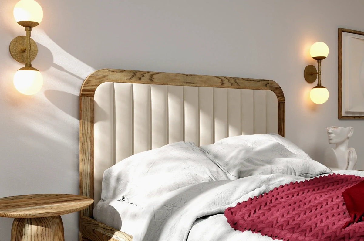 MODENA Oak Bed with Upholstered Headboard