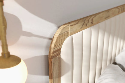 MODENA Oak Bed with Upholstered Headboard