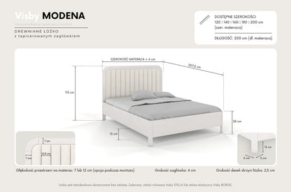 MODENA Oak Bed with Upholstered Headboard