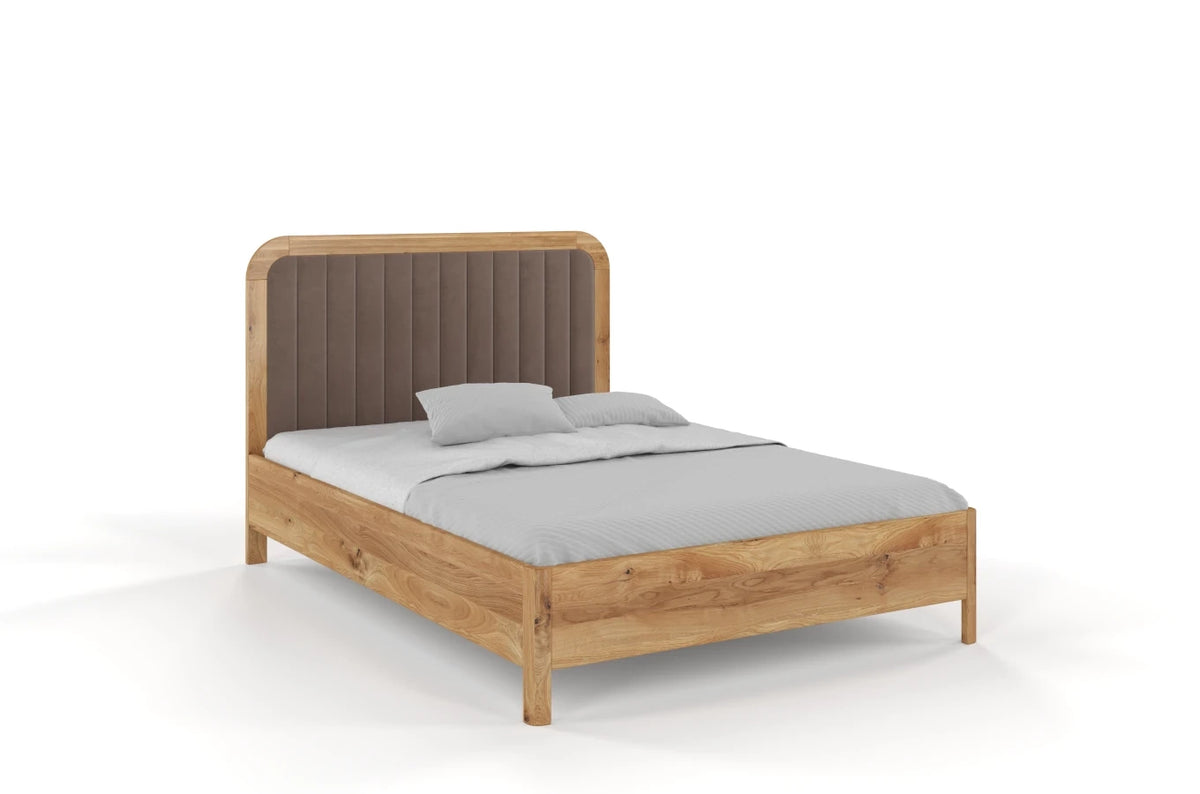 MODENA Oak Bed with Upholstered Headboard