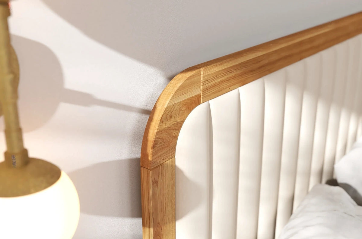 MODENA Oak Bed with Upholstered Headboard